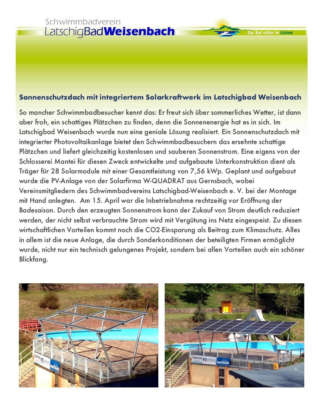 Link zur Homepage Latschigbad Weisenbach